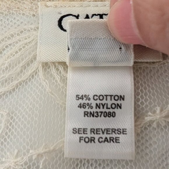 Cato Floral Lace Cardigan Womens Size 22/24W Cream Boho V Neck Lightweight Sheer - Picture 4 of 15